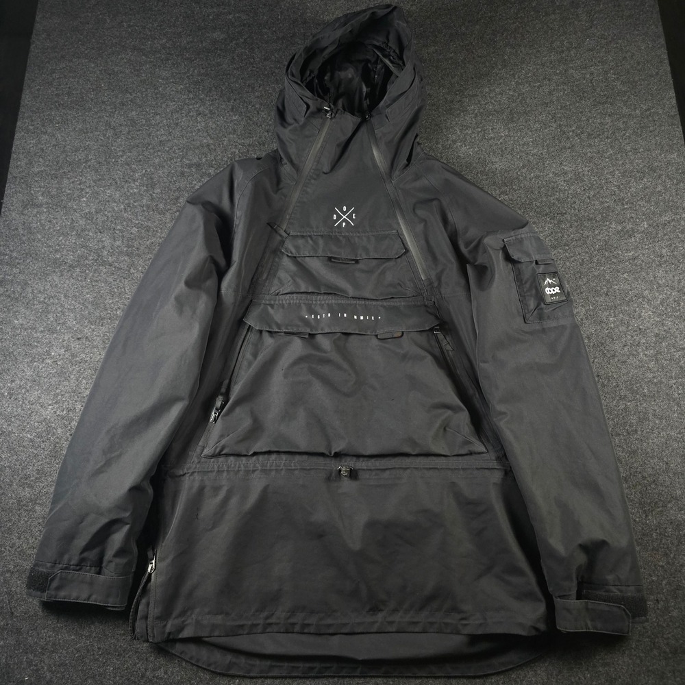 Dope Snow Black Hooded Anorak Ski Snowboard Jacket Techwear Pullover Men's L